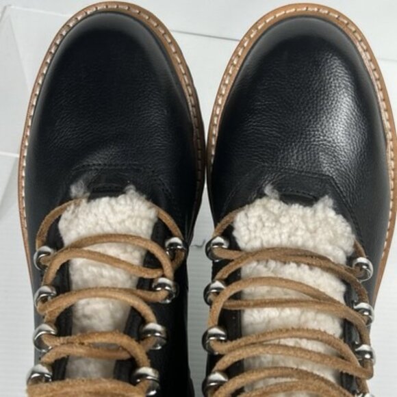 Marc Fisher Womens Sz 6.5 SEE‎ PHOTOS Izzie Black Leather Boots Sherpa Lizzie - Picture 8 of 13